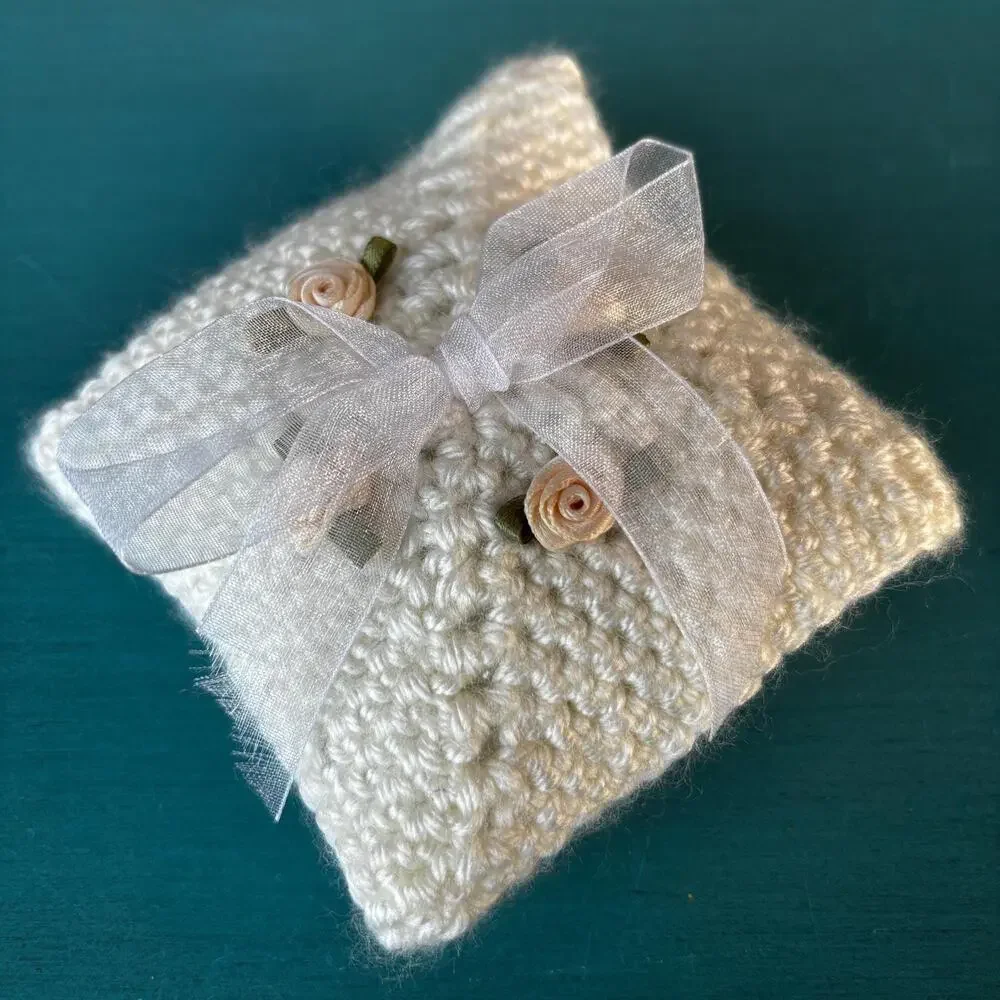 Handmade Ring Bearer Pillow: Crochet Wedding Ring Cushion